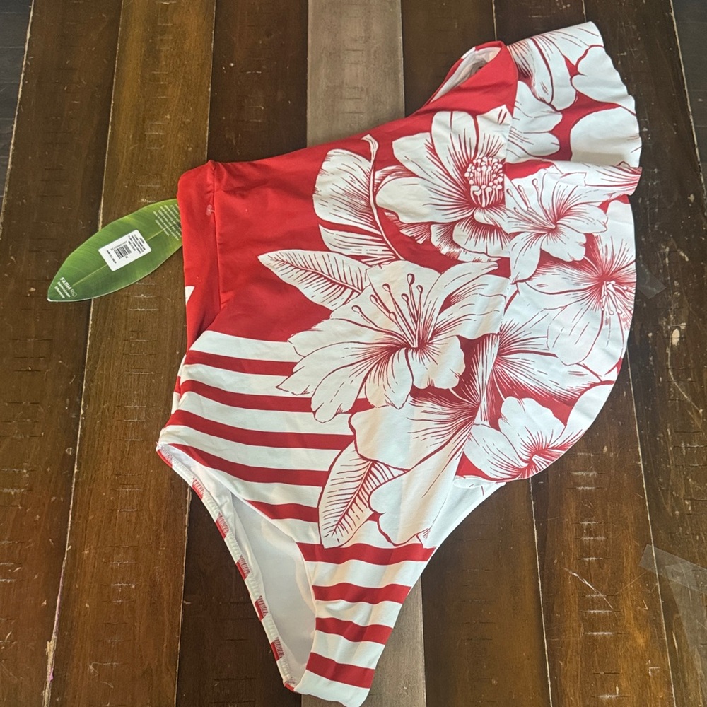 FARM Rio Red & White Floral One-Piece Swim
